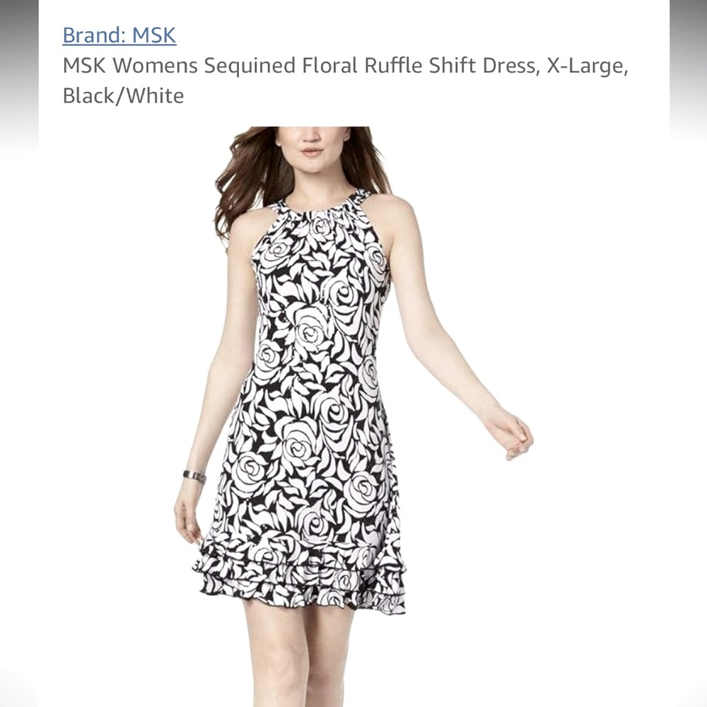 MSK Black and White Halter Mini Dress